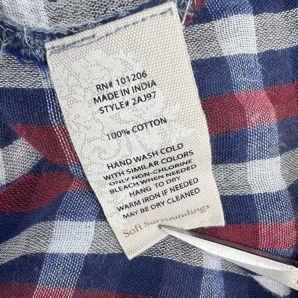 Soft Surroundings Blue Plaid Button Down Shirt Size M Cotton - Picture 13 of 13